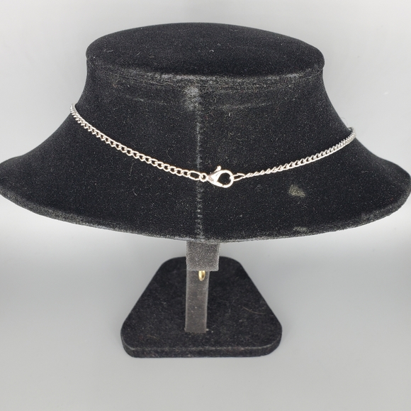 St. Anthony and St. Peregrine Silvertone Blue Necklace - Picture 4 of 4